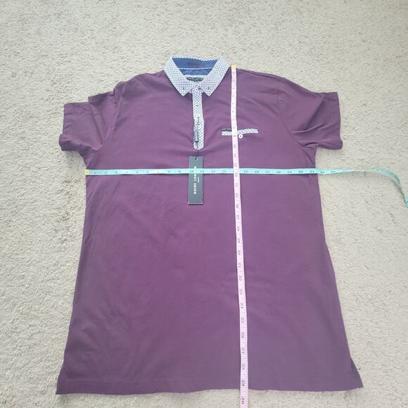 NWT Guide London Mens XL Polo Shirt Purple Contrast Collar Cotton - Picture 5 of 12